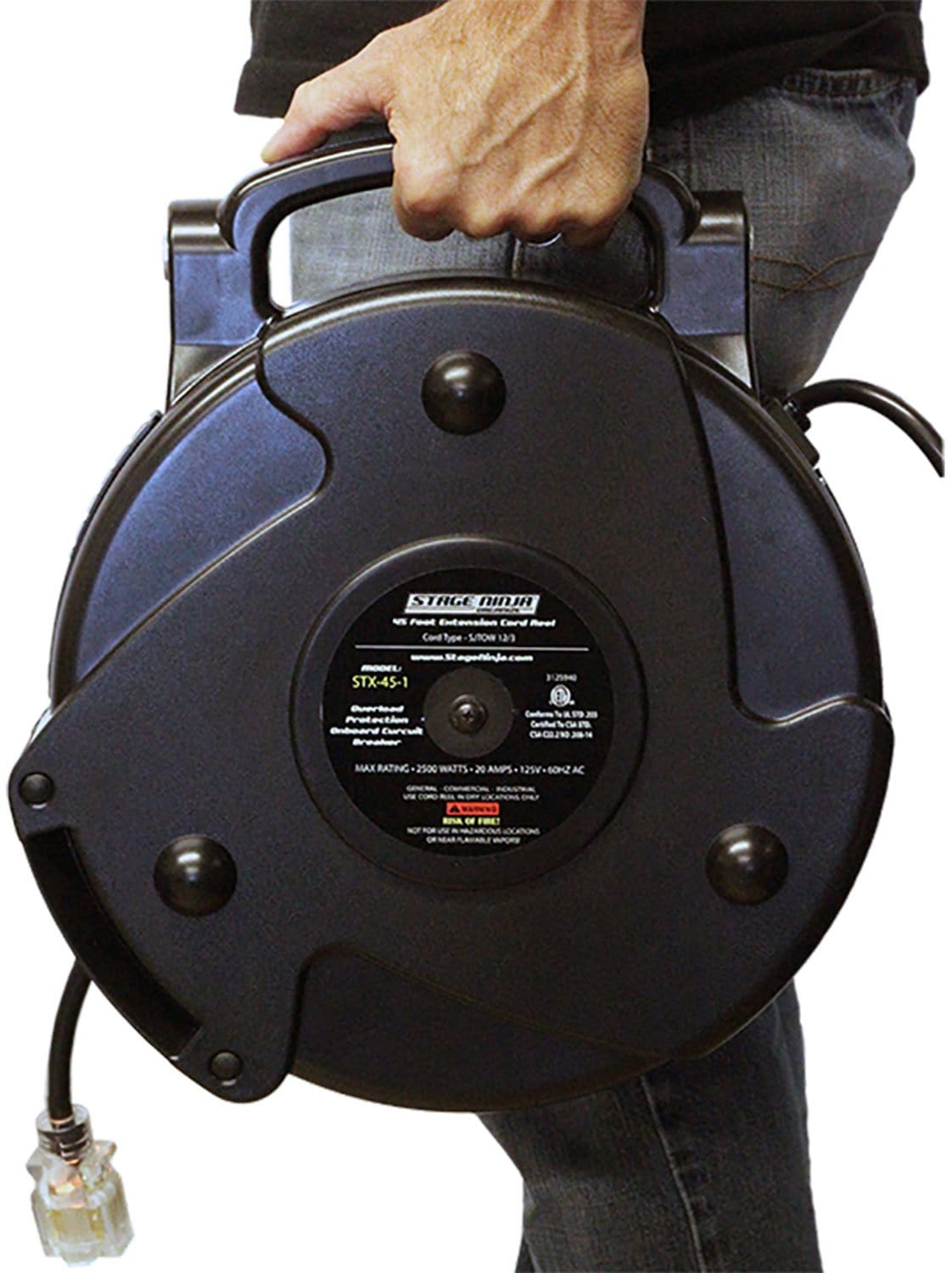 Stage Ninja STX-45-1 45-ft Retract 12/3 Power Reel - PSSL ProSound and Stage Lighting