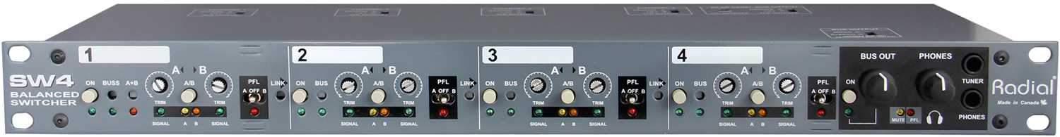 Radial SW4 4 Channel Balanced Stereo AB Input Switcher - PSSL ProSound and Stage Lighting