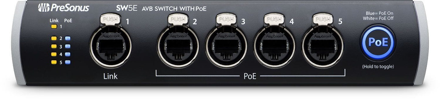 PreSonus SW5E 5-Port AVB Switch with PoE - PSSL ProSound and Stage Lighting