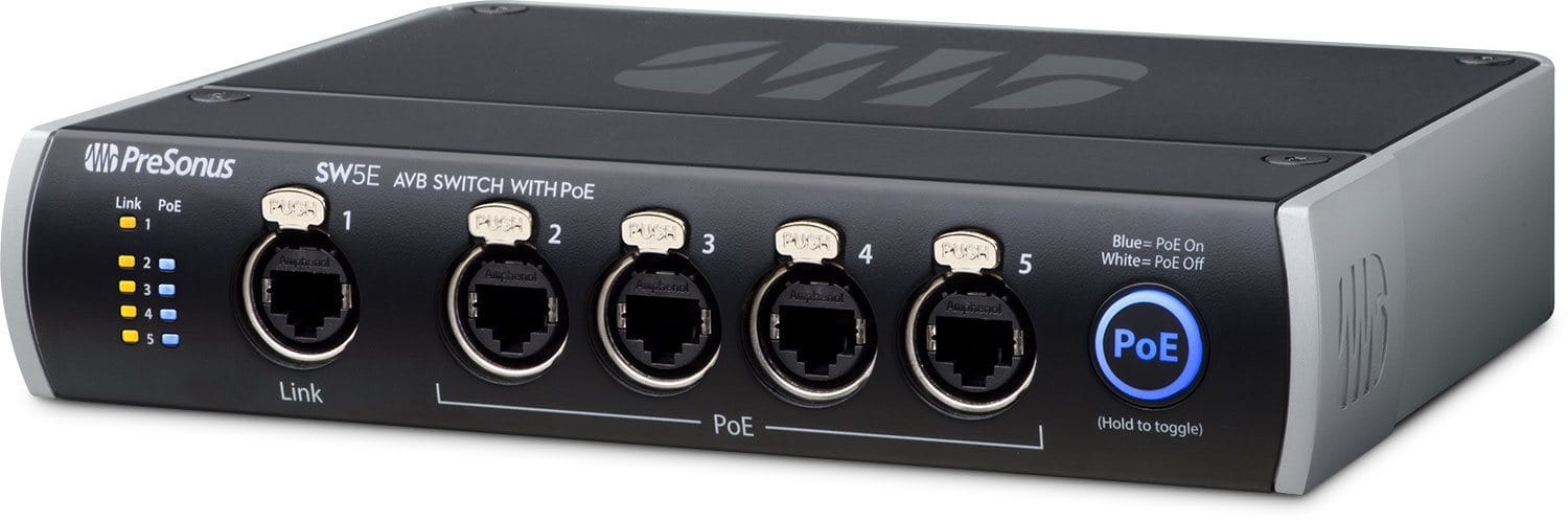 PreSonus SW5E 5-Port AVB Switch with PoE - PSSL ProSound and Stage Lighting