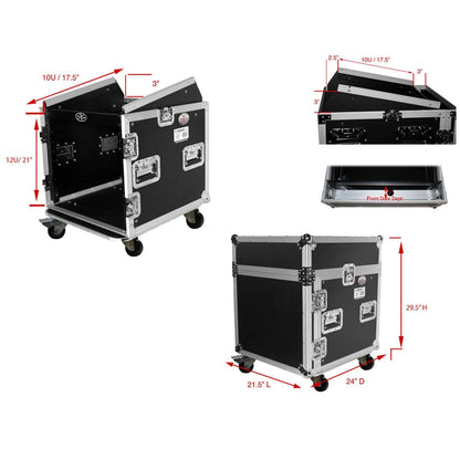 ProX T-12MRLT 12U x 10U DJ Combo Flight Case - PSSL ProSound and Stage Lighting