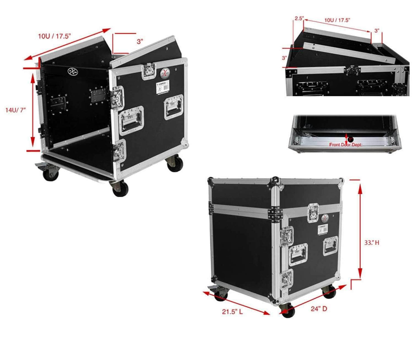 ProX T-14MRSS 14Ux10U Mixer DJ Combo Rack Case - PSSL ProSound and Stage Lighting