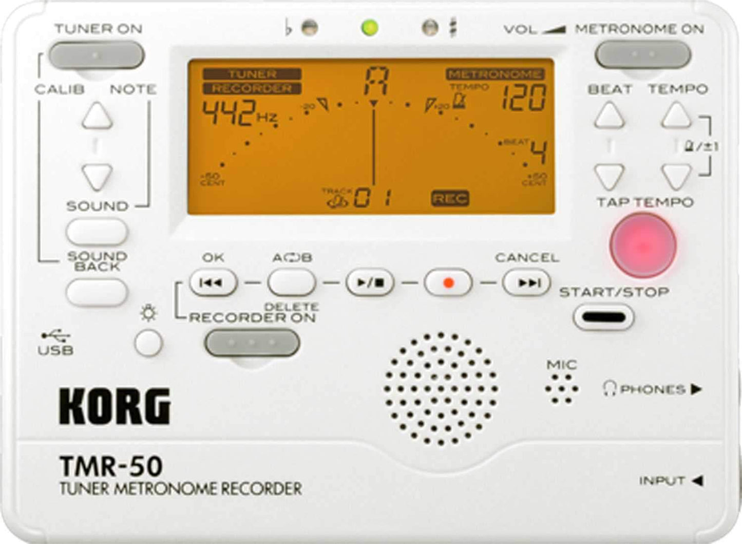 Korg TMR50PW Recordable Tuner & Metronome White - PSSL ProSound and Stage Lighting