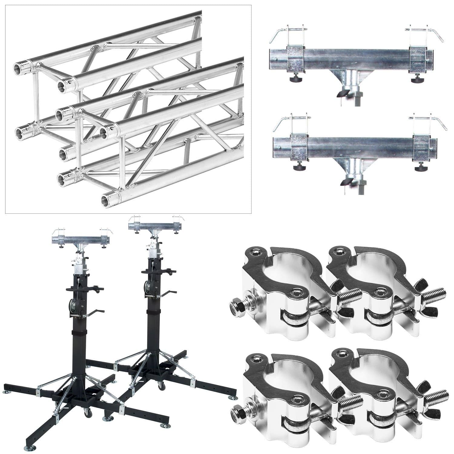 Global Truss ST-180 Crank Stands with 12.7 Ft F34 Truss & Clamps - PSSL ProSound and Stage Lighting