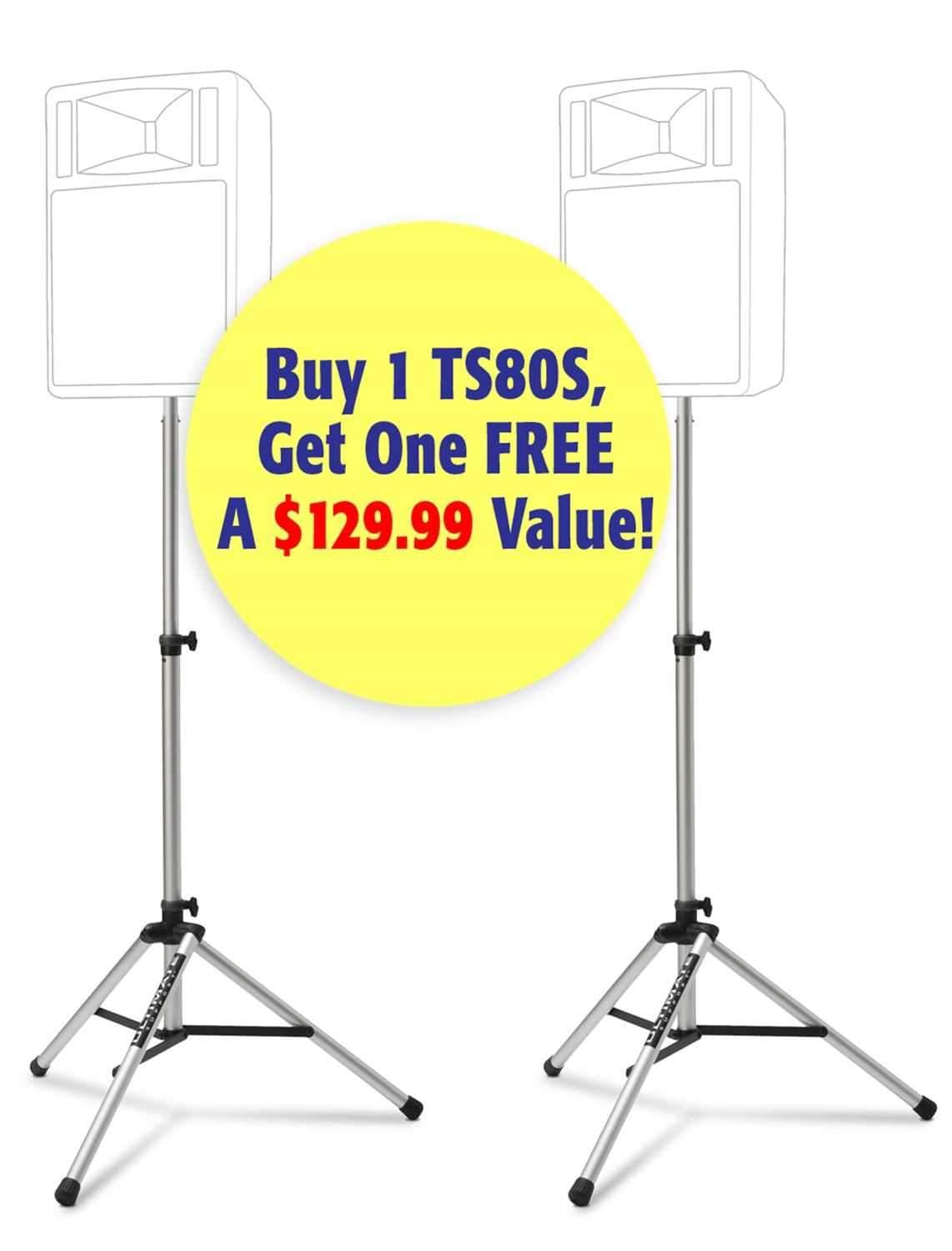 Ultimate TS80SP Pair Silver Pro Speaker Stands - PSSL ProSound and Stage Lighting