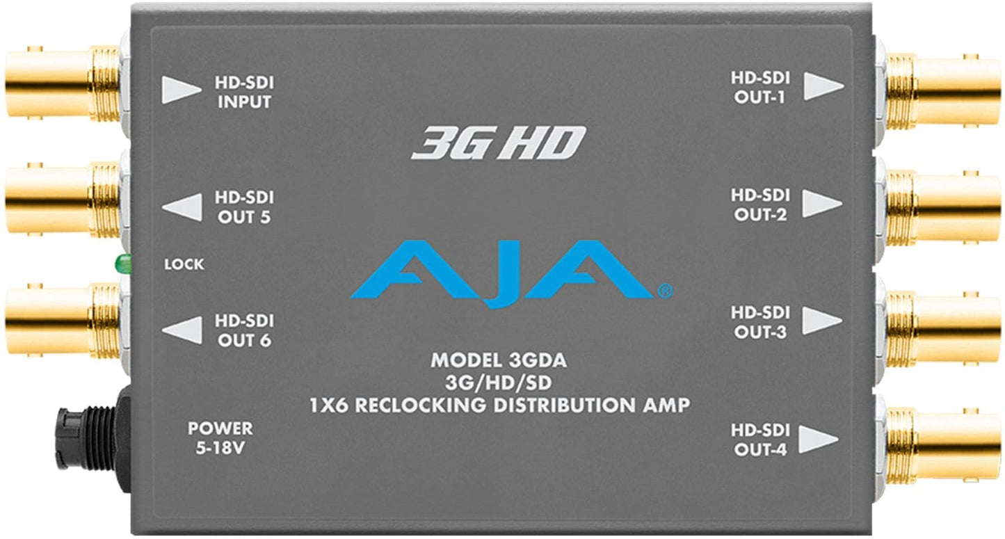 AJA 3GDA 1x6 3G/HD/SD Reclocking Distribution Amp - Solotech