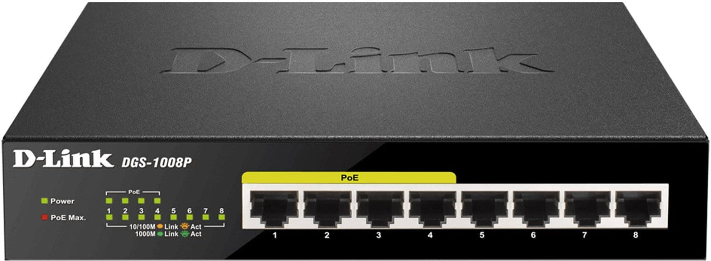 D-Link DGS1008P 8 Port Gigabit Ethernet Switch - PSSL ProSound and Stage Lighting