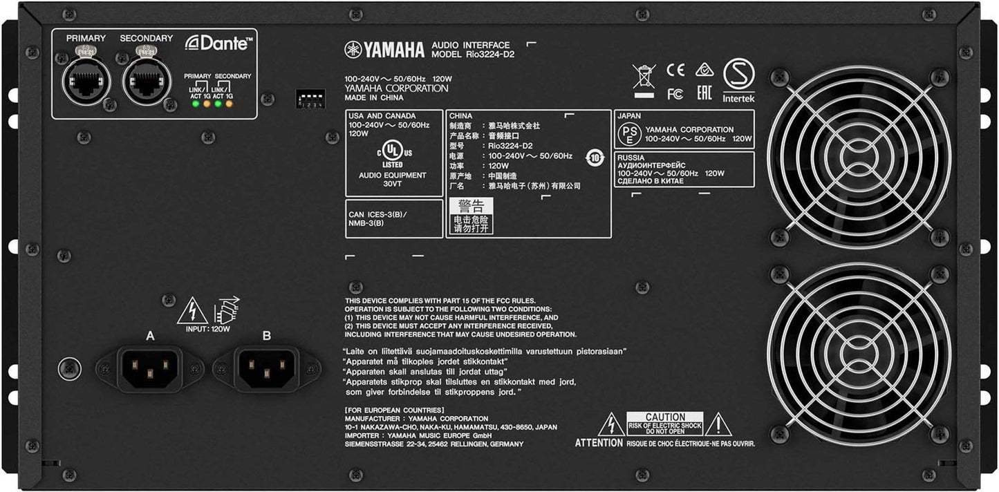 Yamaha Rio3224-D2 2nd Gen 32x24-Ch Dante Stage Box - PSSL ProSound and Stage Lighting