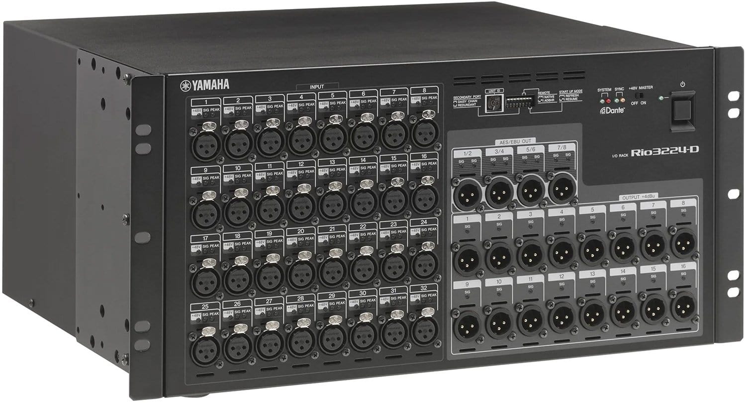 Yamaha Rio3224-D 32-Channel/24-Out Dante Stage Box – Solotech