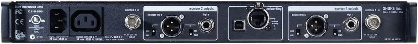 Shure UR4D H4 Double Receiver UHF 518-578Mhz - PSSL ProSound and Stage Lighting