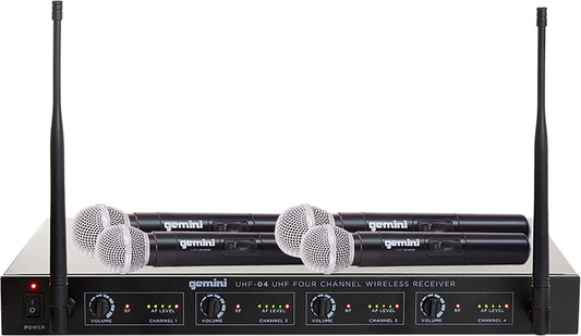 Gemini UHF-04M 4-Channel Wireless System with 4 Hand Held Mics - PSSL ProSound and Stage Lighting