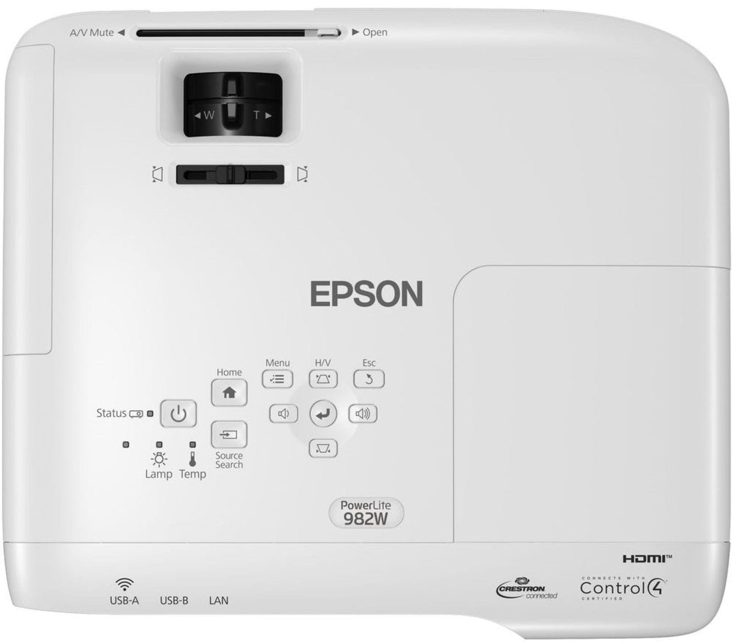 EPSON V11H987020 PowerLite 982W Projector, WXGA, 4200 Lumens - PSSL ProSound and Stage Lighting