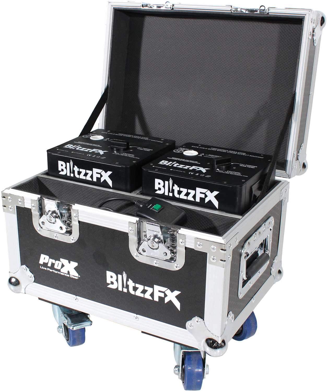 ProX Blitzz FX Small Cold Spark Machine 2-Pack with Road Case - PSSL ProSound and Stage Lighting