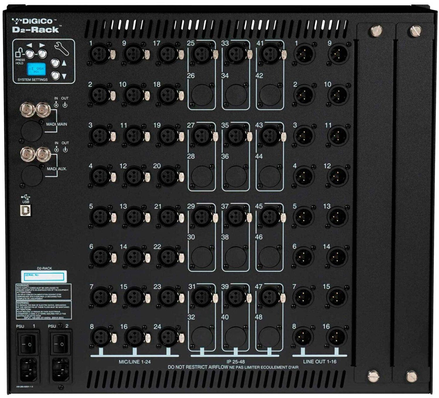 Madi Rack DiGiCo X-D2-DI-M D2-RACK with 24-Channel XLR/24-Channel AES and BNC ...