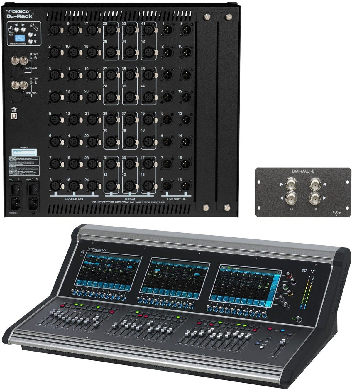 Madi Rack DiGiCo X-S31-D2M-B-RP S31 D2 Rack Pack with 1x MADI-DMI-B Expansion ...