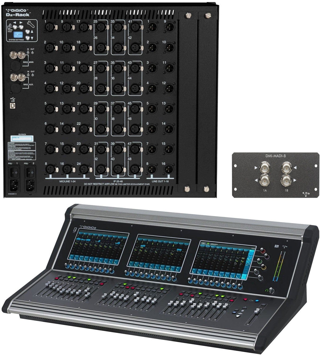 DiGiCo X-S31-D2M-B-RP S31 D2 Rack Pack with 1x MADI-DMI-B Expansion Card and 1x Blank DMI Slot - PSSL ProSound and Stage Lighting