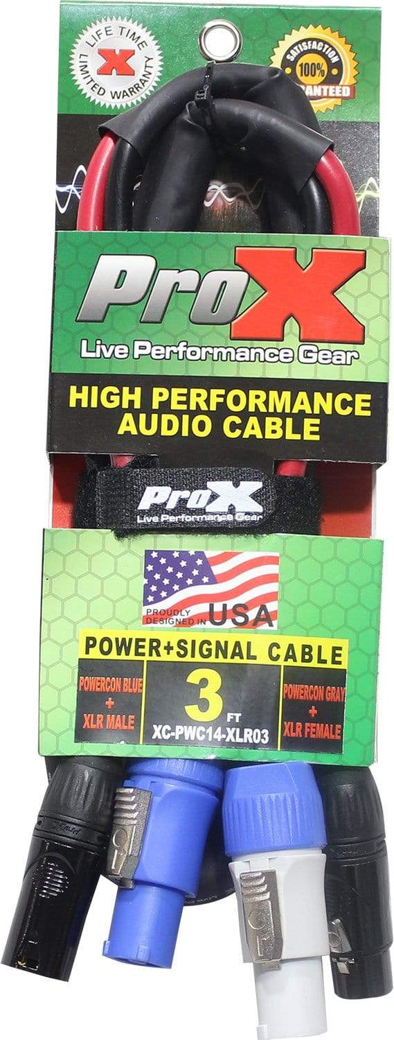 ProX XC-PWC14-XLR03 3-Foot Jumper Powercon + XLR Cable - PSSL ProSound and Stage Lighting