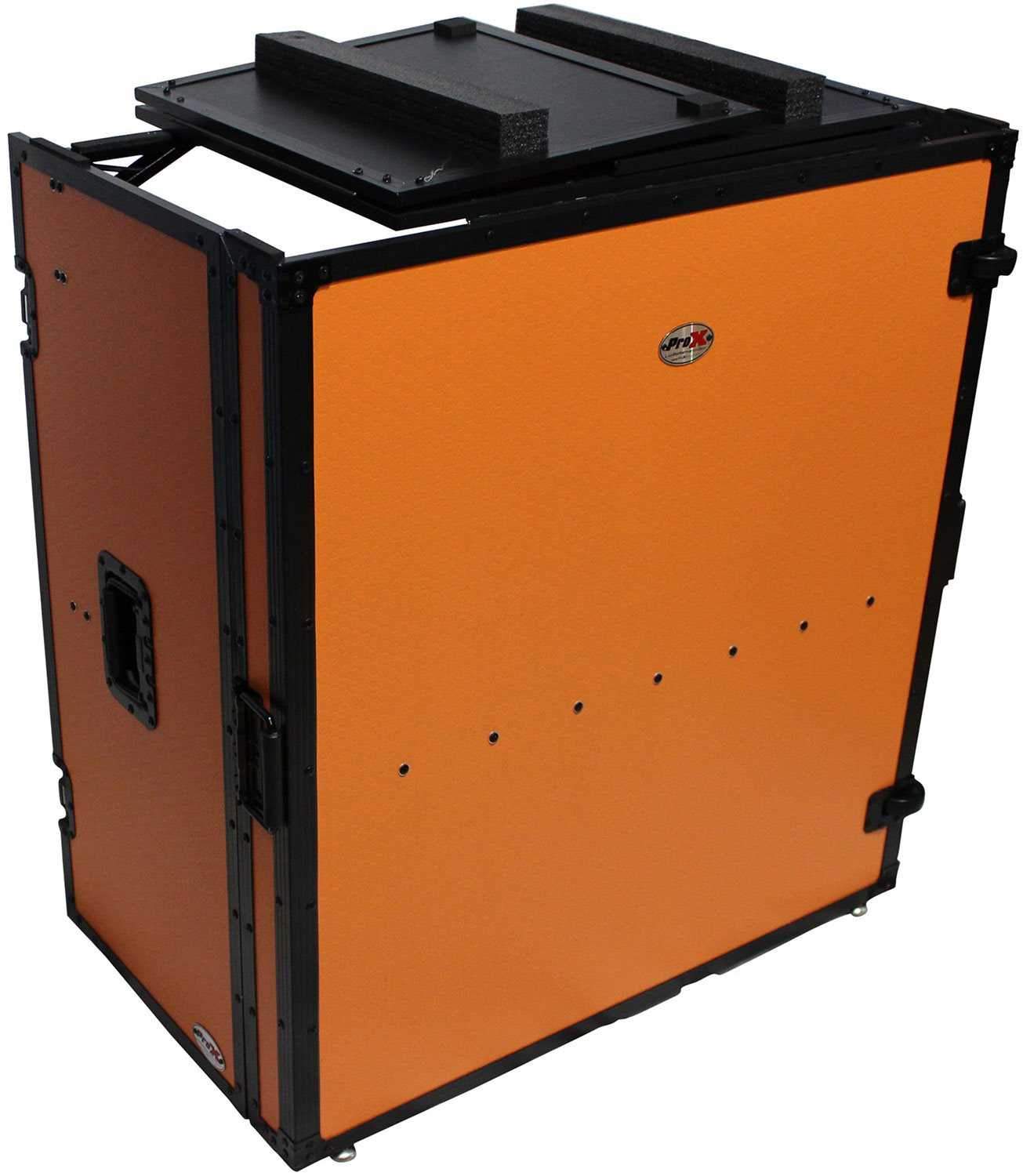 ProX XS-DJSTNOB Orange on Black DJ Facade w Wheels - PSSL ProSound and Stage Lighting