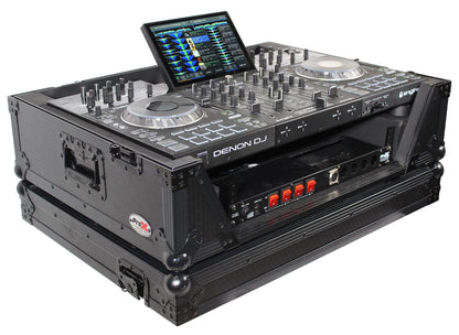 ProX XS-Prime4 WBL2U Denon Prime 4 Case w/ 2U Rack Rails & Wheels (Black on Black) - PSSL ProSound and Stage Lighting