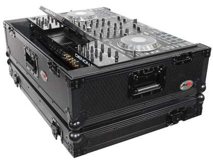 ProX XS-Prime4 WBL2U Denon Prime 4 Case w/ 2U Rack Rails & Wheels (Black on Black) - PSSL ProSound and Stage Lighting