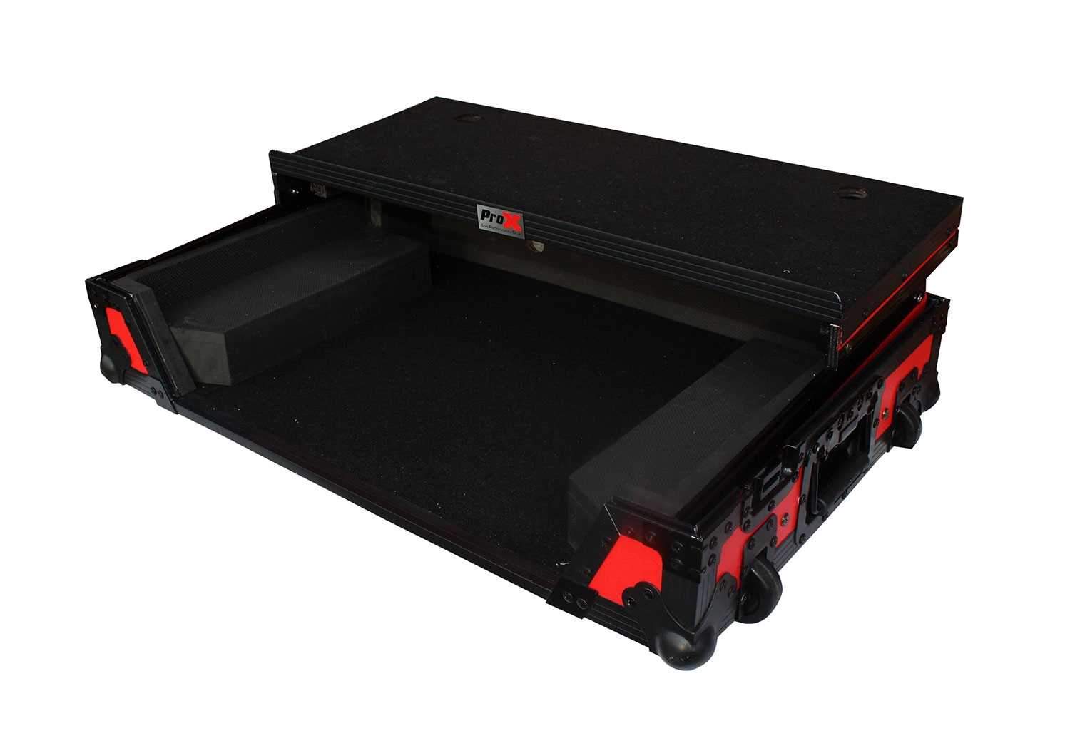 ProX DDJ-SX2/MC7000 Flight Case with Laptop Shelf Red on Black Limited Edition - PSSL ProSound and Stage Lighting