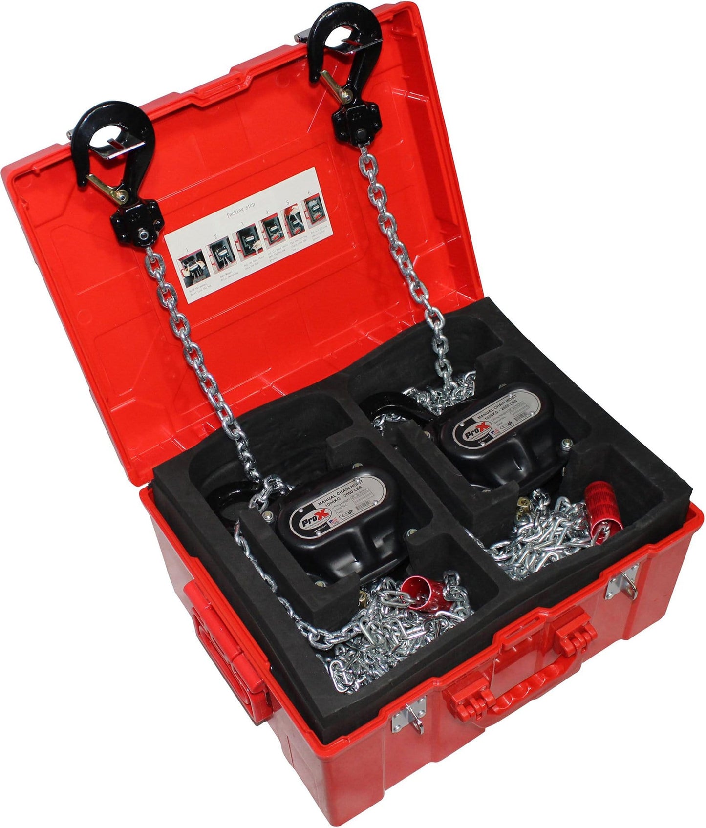 ProX XT-MCH1TX2-30 Feet Pack of 2x 2 Ton Manual 30 Feet Chain Hoist with Bags and Case - Solotech