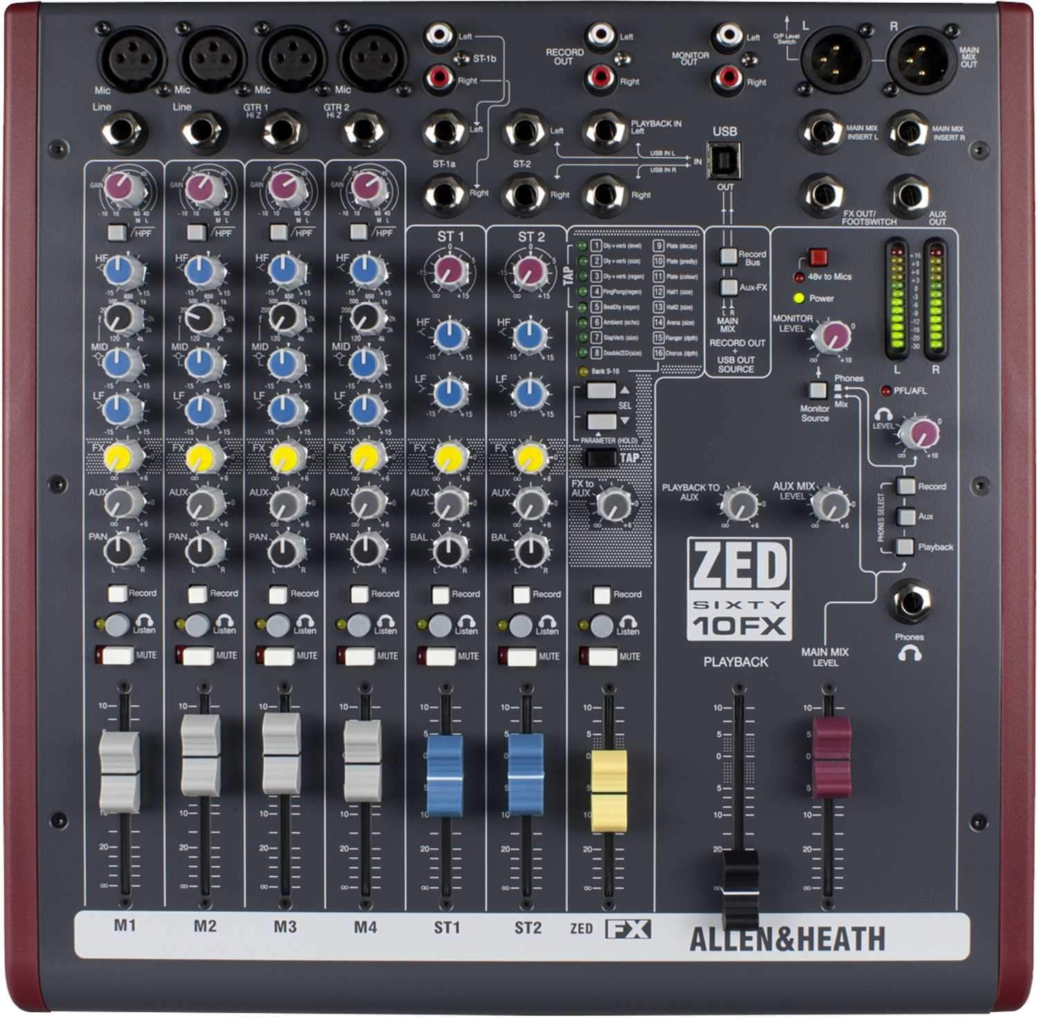 Allen & Heath ZED60-10FX PA Mixer with 60mm Faders – Solotech