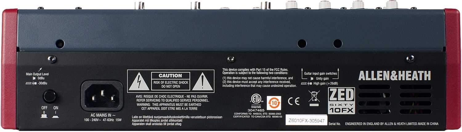 Allen & Heath ZED60-10FX PA Mixer with 60mm Faders – Solotech