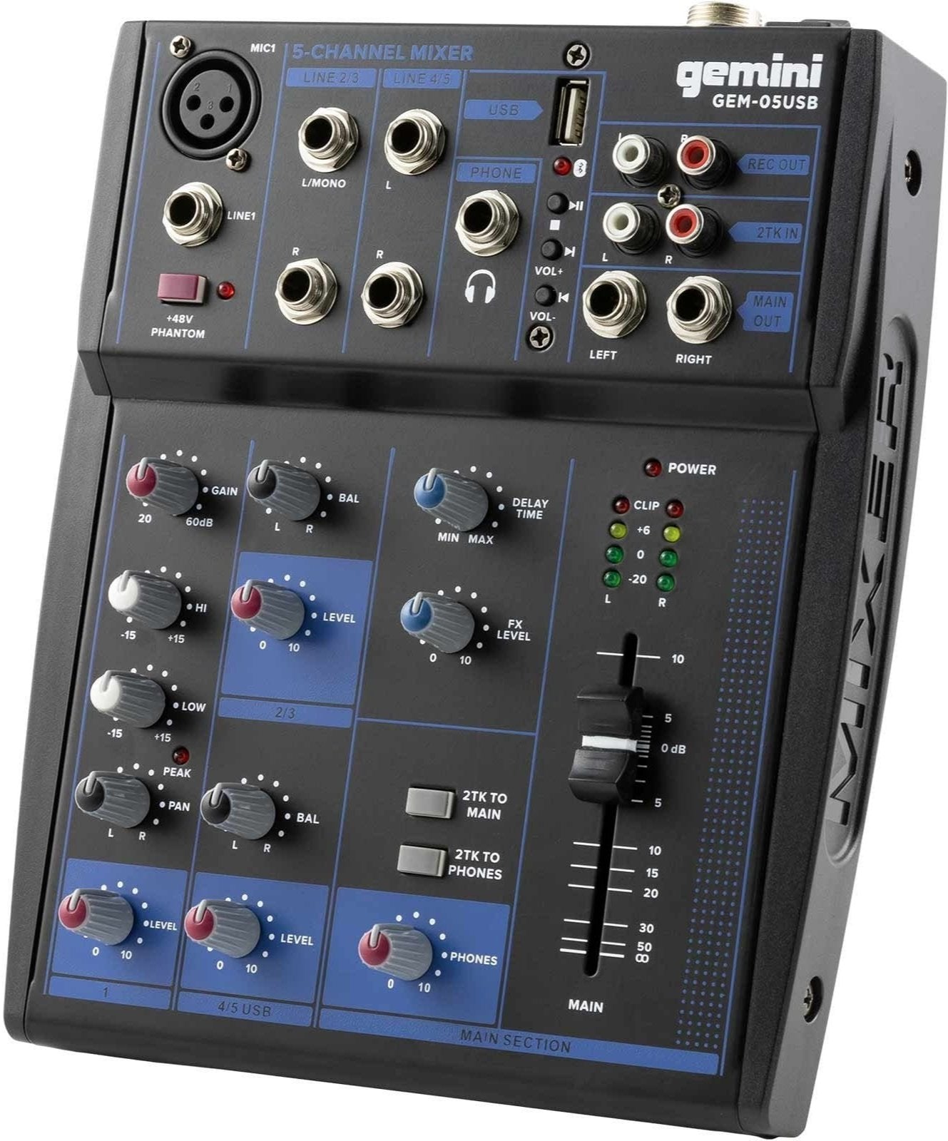 Gemini GEM-05USB 5-Channel USB Mixer w/ Bluetooth - PSSL ProSound and Stage Lighting