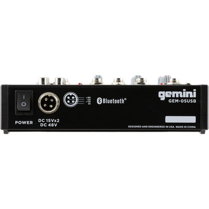 Gemini GEM-05USB 5-Channel USB Mixer w/ Bluetooth - PSSL ProSound and Stage Lighting