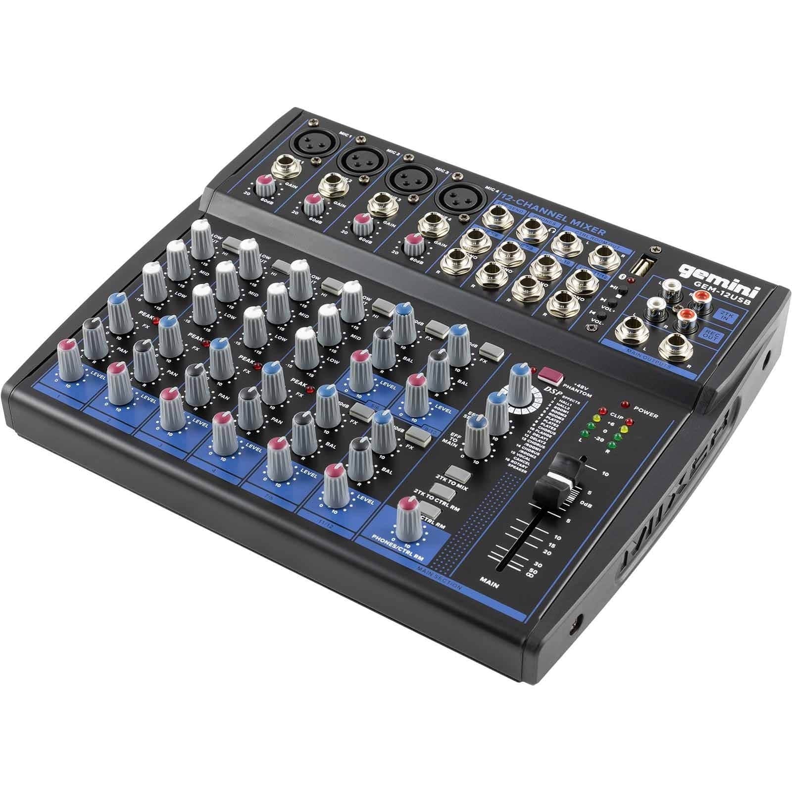 Gemini GEM-12USB 12-Channel USB Mixer w/ Bluetooth - PSSL ProSound and Stage Lighting