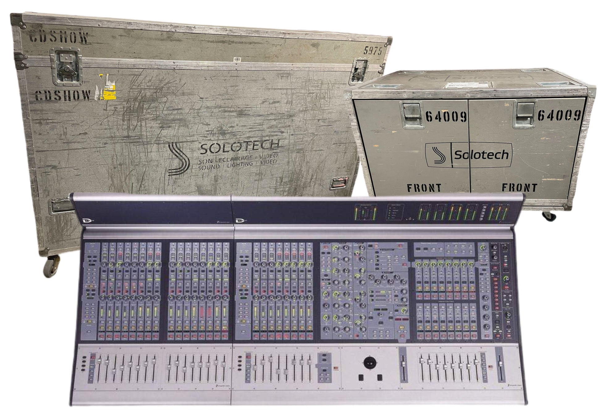 Digidesign D-Show Mixing Console Package w/ Sidecar, FOH Unit, & Stagebox PLUS Road Cases - Solotech