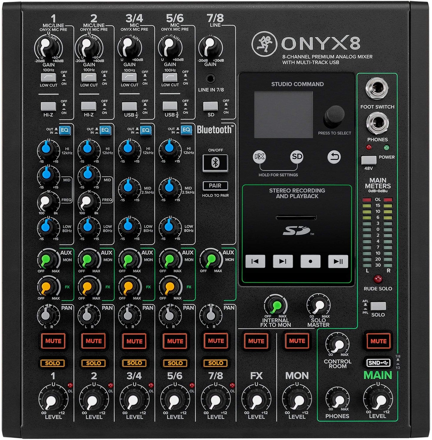 Mackie Onyx8 8-Ch Analog Mixer w/ Multi-Track USB - ProSound and Stage Lighting